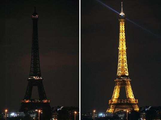 今年巴黎是这样迎接Earth Hour的到来的，跳舞点亮Eiffel tower