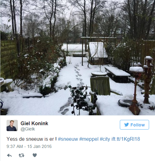 荷兰昨日白雪飘飘,KNMI再次给出预警,周末有雪,大家出行小心