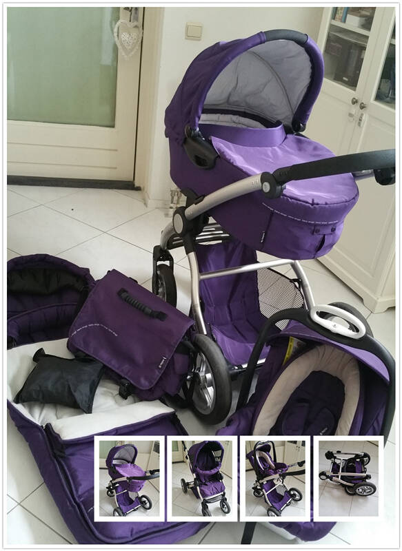 紫色婴儿推车3合一系统 200欧