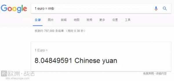 1欧＝8.04元？谷歌到现在还坚持这样说，人民币真的大暴跌？