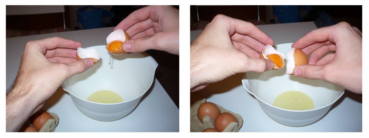 第一步：分开蛋黄和蛋清