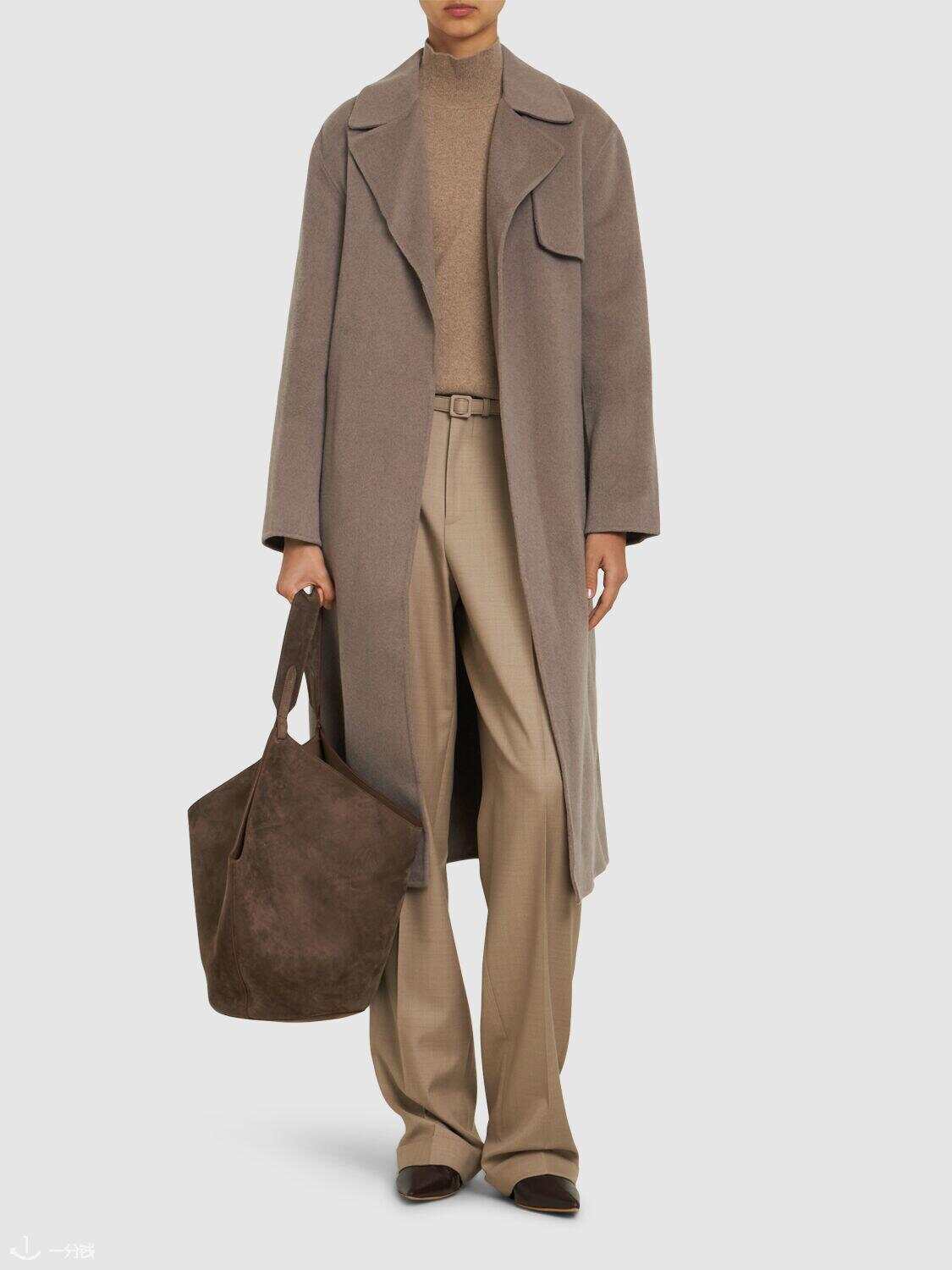 Theory: Belted wool & cashmere wrap trench coat - Grey - women_1 | Luisa Via Roma